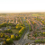 An aerial shot of Rotherham in South Yorkshire as the sun sets