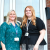 Georgina Stevenson stands beside Evie Edwards on the steps of the school. Georgina is blonde and wearing a bright turquoise top with a lanyard. Evie is redheaded and wearing a dark black top and gingham black and white trousers and a lanyard.